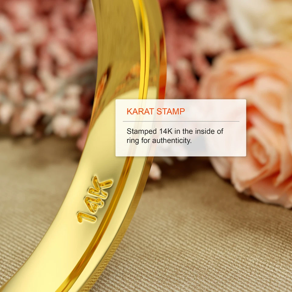 14K Yellow Gold 2mm 3mm 4mm 5mm Comfort Fit Men Women Flat Wedding Band Ring - Image 2 of 4