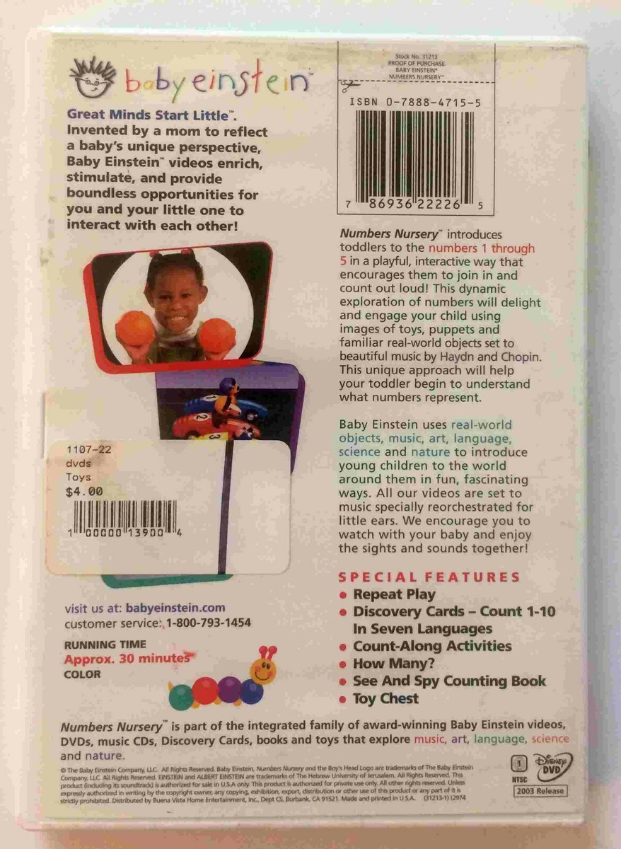 (未使用･未開封品)Numbers Nursery [DVD] Baby Einstein: Numbers Nursery 2004 DVD Disney Kids Learning Show