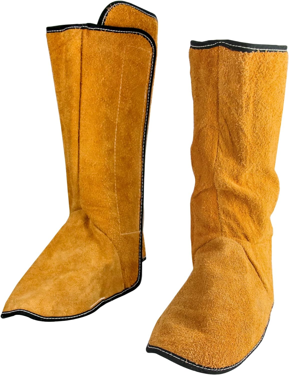 QWORK Fireproof Shoe Leg Cover Leather for Welding Welder Work Boot  Protectors,