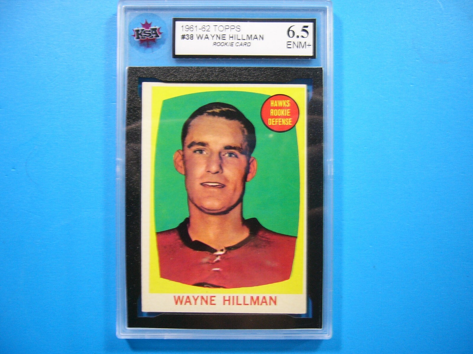 1961/62 TOPPS NHL HOCKEY CARD #38 WAYNE HILLMAN ROOKIE RC KSA 6.5 EX/NM+ SHARP!!