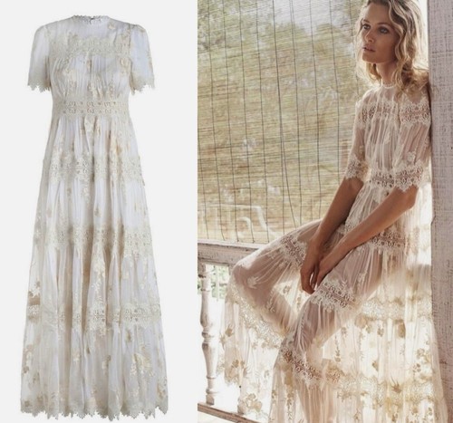 Zimmermann Tropicale Antique Maxi Dress Gown Lace Embroidered Silk Ivory 1 RARE! - 第 1/17 張圖片
