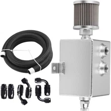 2L Oil Catch Can Reservoir Tank Breather Filter Baffled+10AN Fuel Line Kit NEW