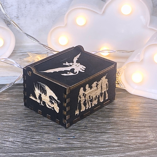 How to Train your Dragon Music Box Toothless Wooden Manual Crank Handmade V.2 - Picture 9 of 9