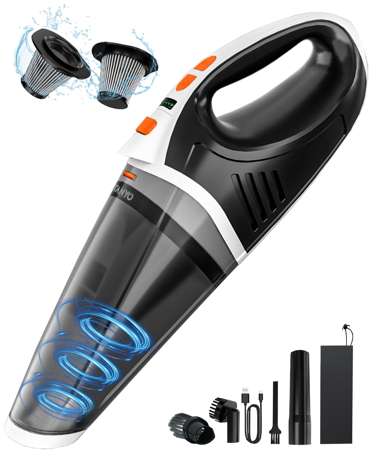 Handheld Vacuum Cordless Rechargeable, Car Vacuum Cleaner Portable 15KPA Stro...-image