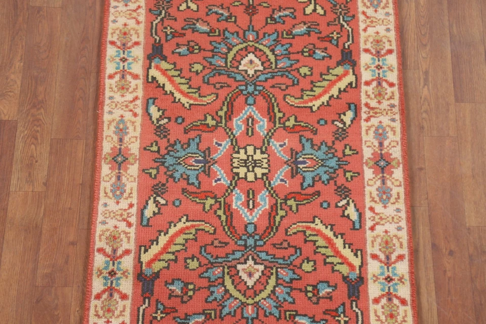 Heriz Serapi 8 ft. Runner Indian Oriental Rug Hand-knotted Wool 7' 11" x 2' 6" - Image 4 of 4