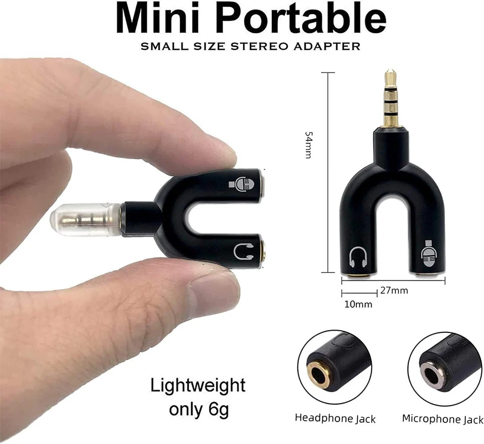 Adattatore Sdoppiatore Cuffie 3.5mm TRRS a Doppio Jack 3.5mm (Audio + Microfono) - Immagine 3 di 4