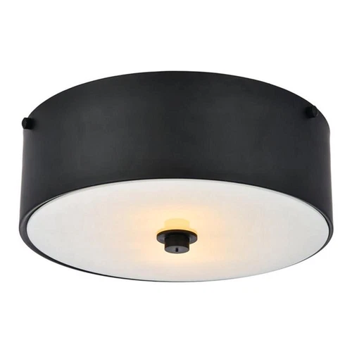 Living District Hazen 2-Light Metal Flush Mount in Flat Black/Frosted White - Picture 1 of 6