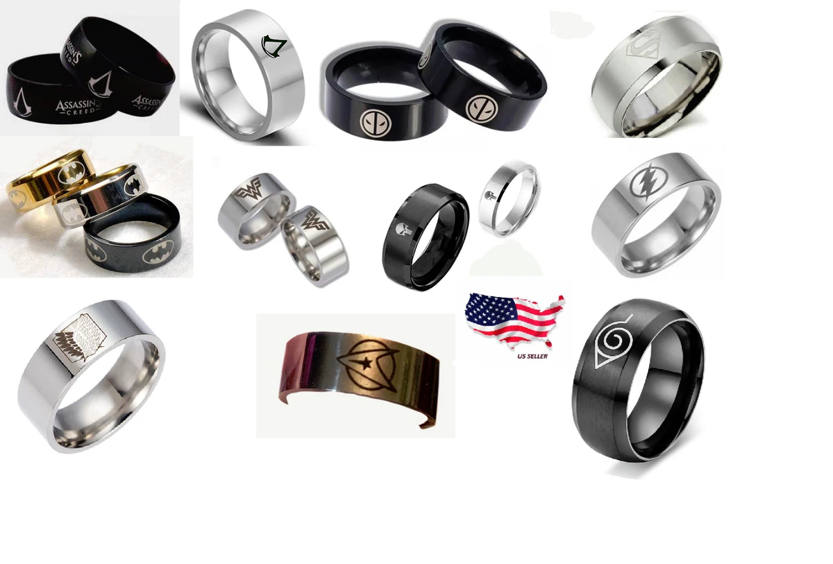 NEW Stainless Steel Super Hero and Anime Stainless Steel Rings AE R 123 Naruto