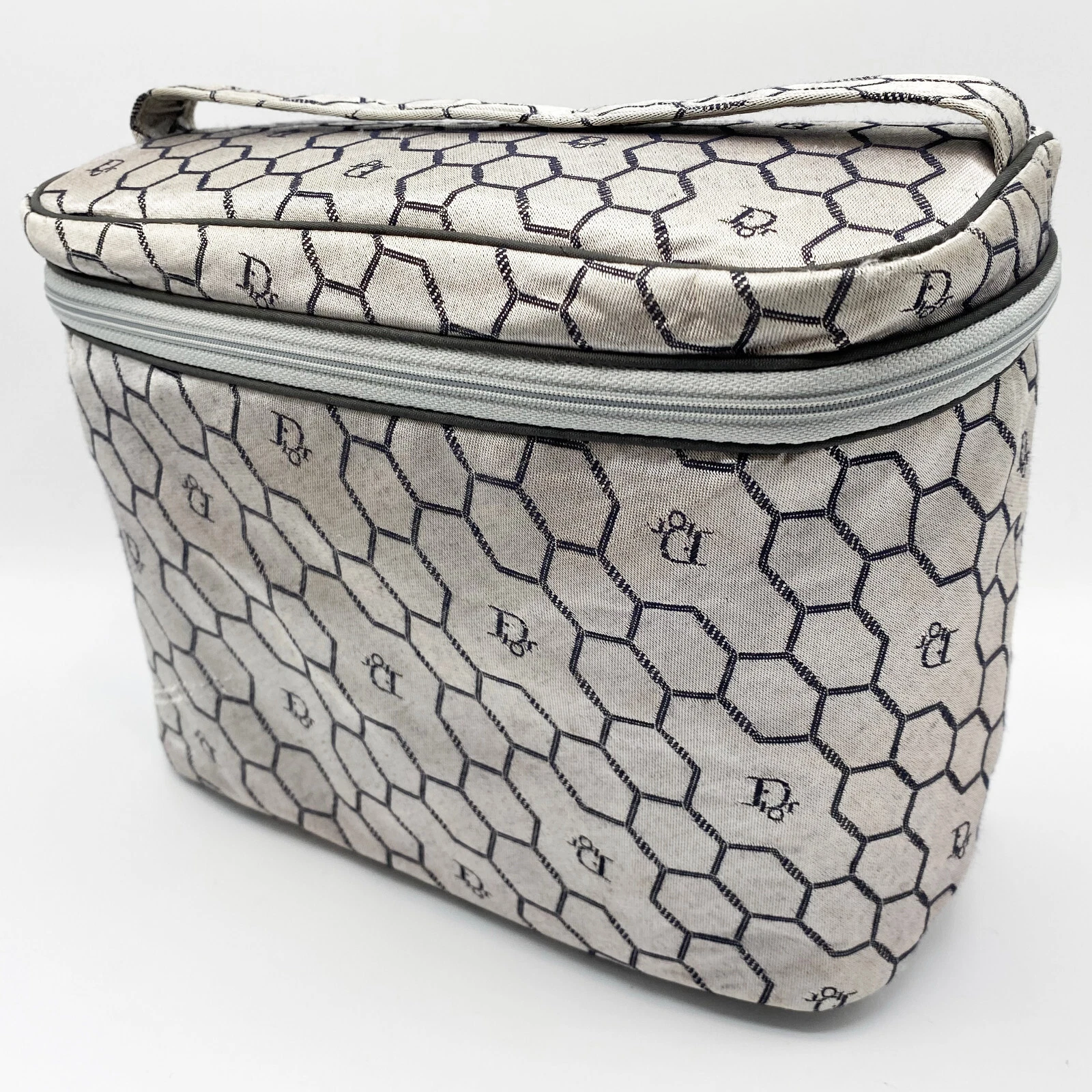 CHRISTIAN DIOR Trousse à Maquillage Vintage Années 80 Argent Nid d'abeille   Sacs De Beaute