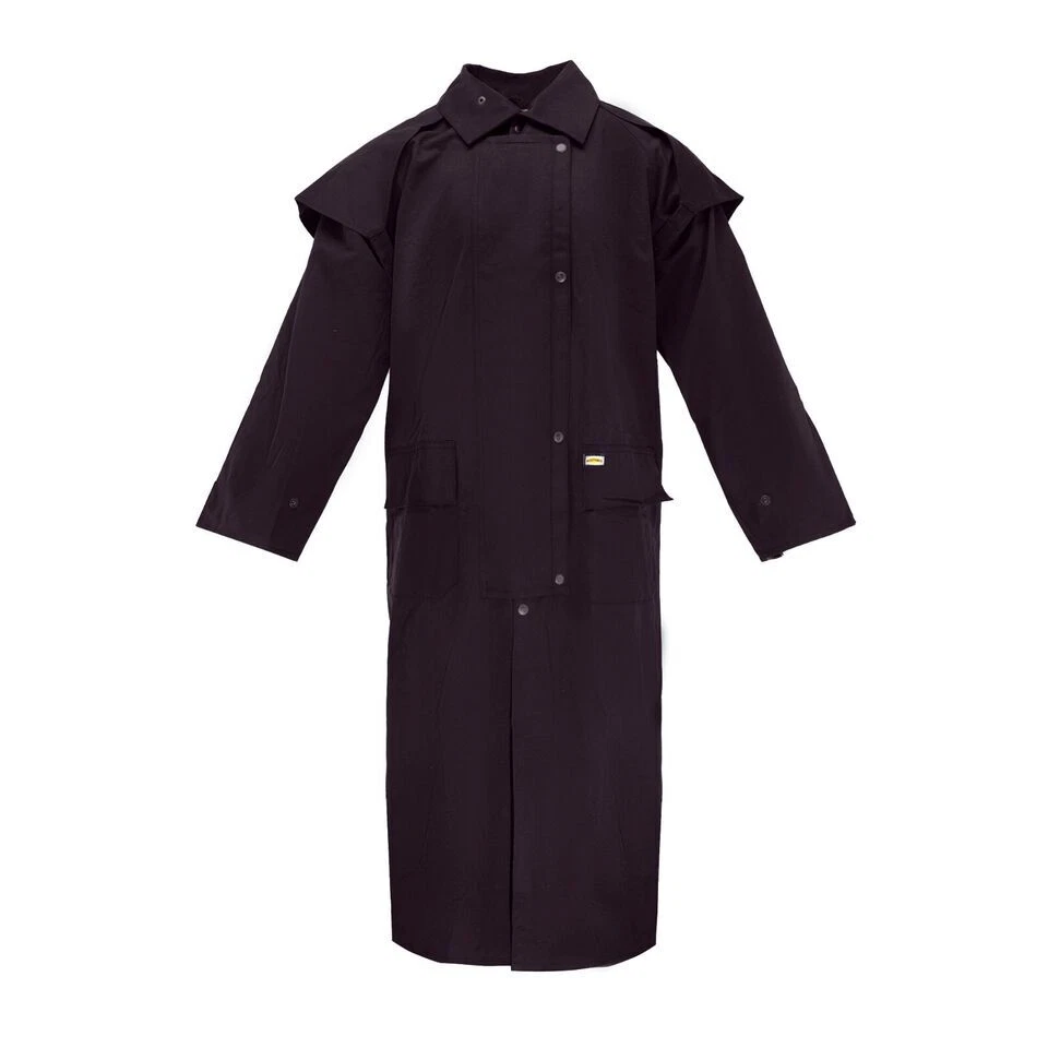 Unisex Lightweight Western Oilskin Waterproof Long Duster Coat Workwear - Image 4 of 4