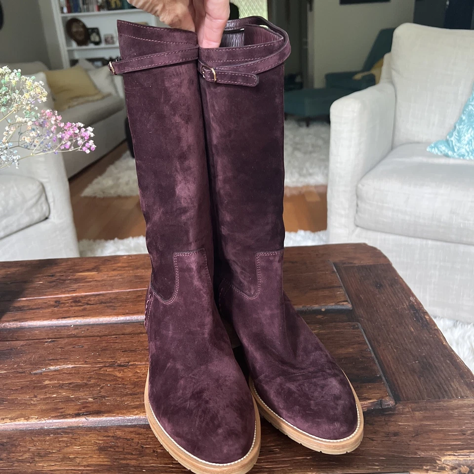 Botas de diseñador Tamara Mellon para mujer de gamuza borgoña hasta la rodilla talla 39/8-8,5 ¡NUEVAS SIN CAJA! Foto 4 de 4