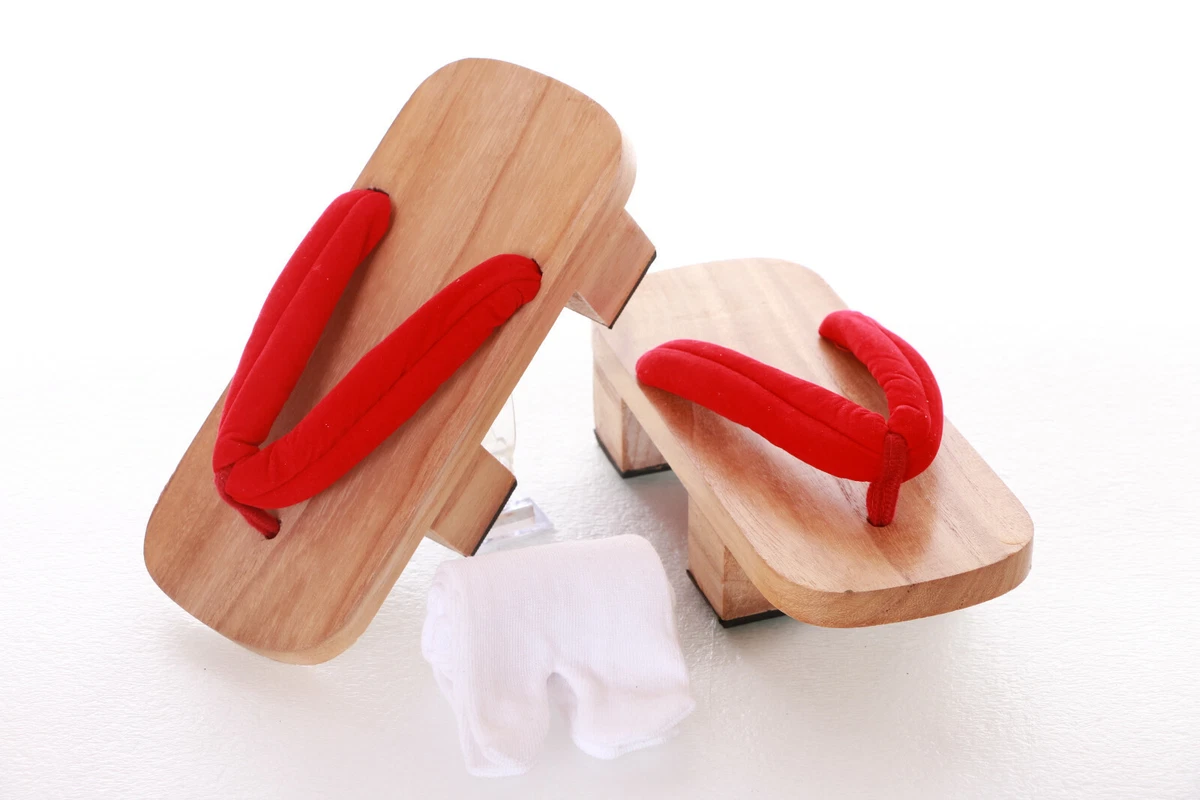 K G 20 2 Rot Helles Holz Japan Geta Sandale Tabi Kimono Geisha