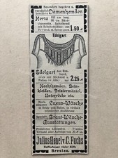 Julius Henel Fuchs, Wroclaw Silesia orig. Advertising 1909, Edelgart Women's Shirts