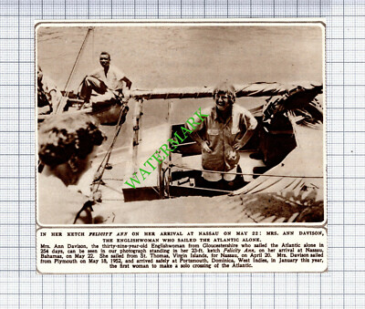 Mrs Ann Davison Solo Atlantic Sailing - 1953 Cutting