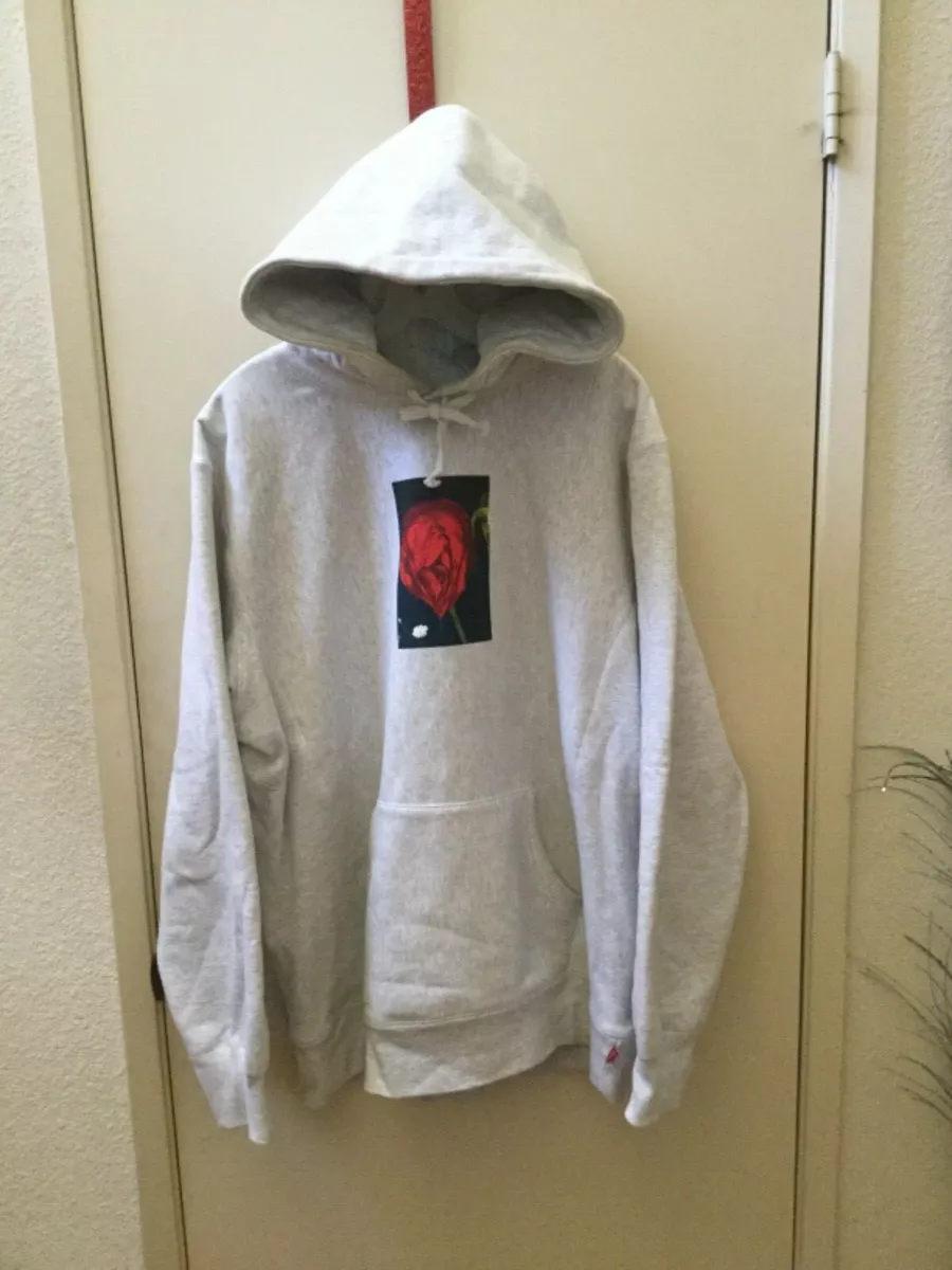 SUPREME ARAKI ROSE HOODED SWEATSHIRT GREY SIZE XLARGE RN101837