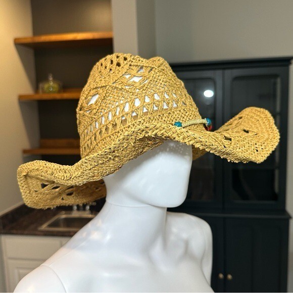 Vintage Y2K Mudd Beaded Straw Beach Hat | eBay