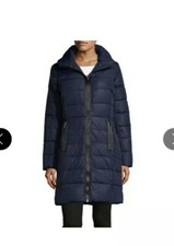 New Diane Von Furstenberg Dvf Quilted Long Down Victoria Coat, Navy Size Large
