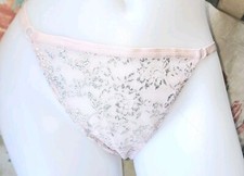 Victoria secret Rare Vintage L Pink Silver Shine Cut Out Butt Cheekini Panty