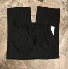 NWT Evan Picone Dress Pants Sz 6 Black belted Pleated Straight Leg STRETCH 1255