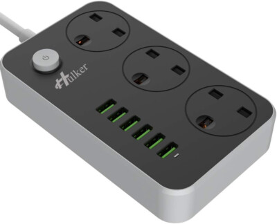 Hulker Steckdosenleisten mit USB Ports 3-fach Steckdosen 6 USB Ports Steckdose 2 Meter