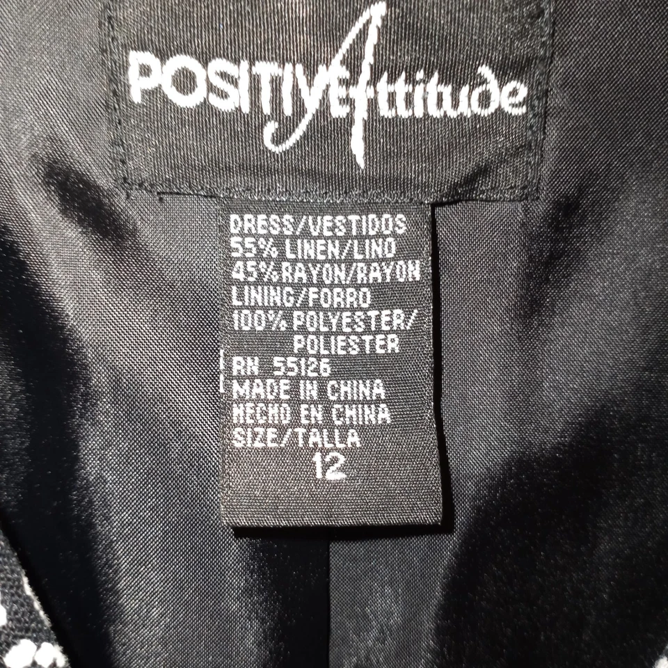 Vestido Vintage Retro POSITIVE ACTITUDE Blanco y Negro Talla 12 Camisa Abotonada Foto 3 de 4