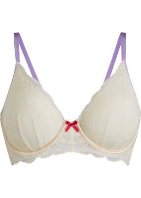 BH mit Bügel Gr. (75) C Elfenbein Hellviolett Damen Bra Unterwäsche Neu*