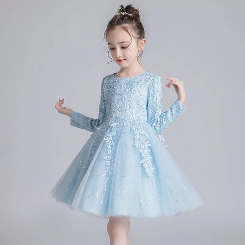 Fashion Flower Girl Dresses Lace Long Sleeve Children Dresses Girls Party Dress - Picture 6 of 20
