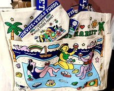 unique Upcycled Fishwife x Whole Foods mini tote Makeup Pouch w lining fish wife