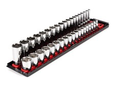 TEKTON 3/8 Inch Drive 6-Point Socket Set with Rails and 38-Piece 6-24 mm 