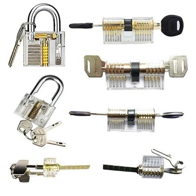 Transparent Practice Lock Set Clear Acrylic Training Padlock Door Cylinder Kit
