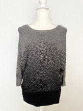 Alyx Women Knit Tunic Sweater Size S Black Silver Shimmer Boat Neck Dolman Sleev