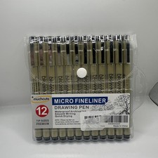 Micro Fineliner Drawing Art Pens 12 Black Fine Line Waterproof Ink Set Artist US