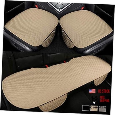 Pu Leather Car Seat Bottom Covers Protectors Include 1 Pair Front Driver Beige