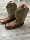 Double-H Cowboy Boots Olive & Brown Shoe Size 10D Leather Square Toe Western — photo 2