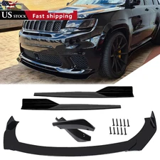 Front Bumper Lip Chin Spoiler Body Kit Splitter Side Skirt For Jeep SRT Facelift