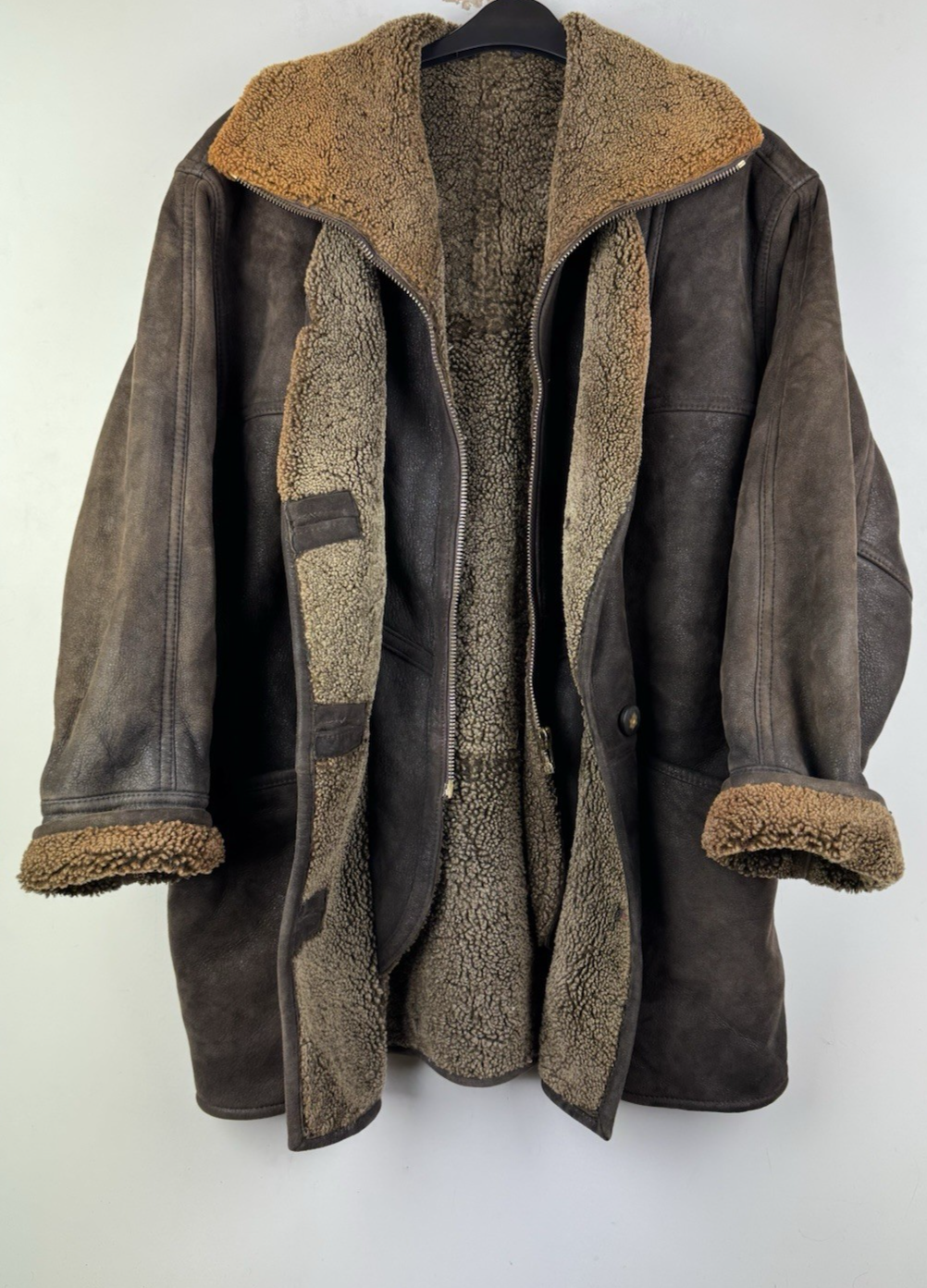 REAL SHEARLING SHEEPSKIN COAT UK Size 14 (US 10) Women`s Jacket Vintage