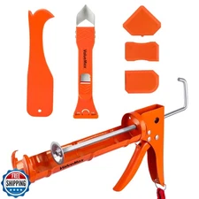 ValueMax Caulk Gun and Caulk Scraper Kit, 10OZ Smooth Silicone Caulking Gun w