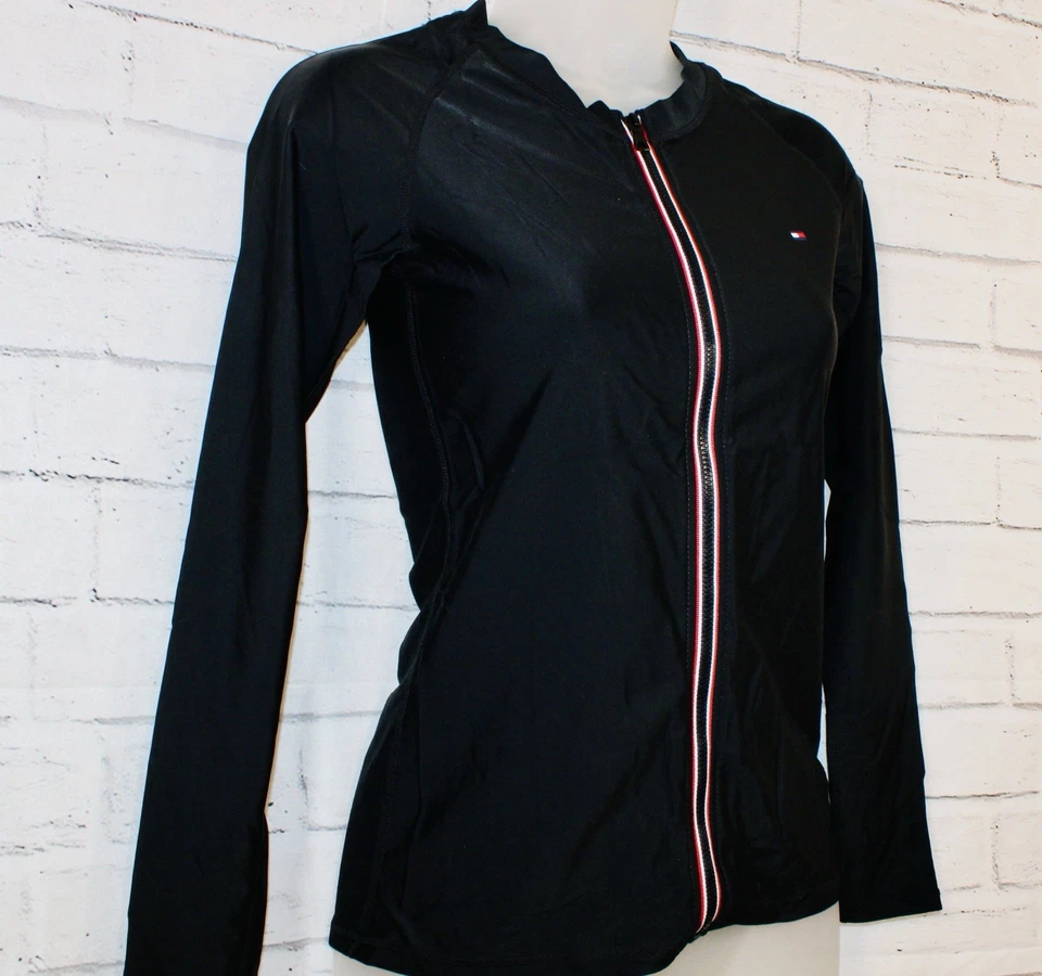 Tommy Hilfiger черный молнии длинным рукавом плавать Rashguard размер XS новый с Ярлыками $78 - Изображение 2 из 4