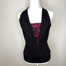 Vintage Y2K Whimsigoth Babydoll Halter Neck Top Lace Fairy Grunge Witch Baddie S