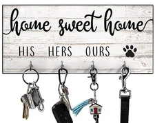 Paws Pals Key Hooks Decorative Entryway Rustic Wall Holders for Leashes