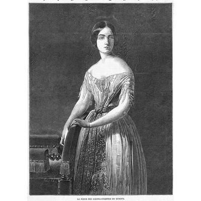 EDOUARD DUBUFE La Fleur des Salons - Antiker Druck 1847