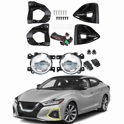 For Nissan Maxima 2020-2021 Pair of LED Fog Light Lamp w/Cover Wiring Switch Kit