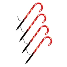 Christmas 4 Piece 25cm Red and White Candy Cane Path Lights with LED's