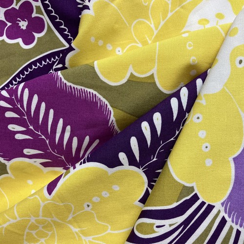 Purple Yellow Flowers Cool Dry Poplin by the yard X 58" wide - Picture 2 of 5