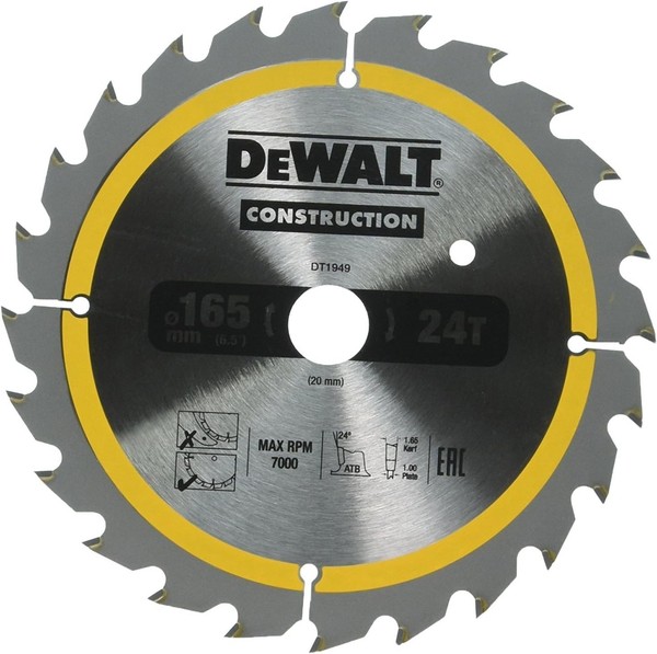 Dewalt DT1949-QZ KreissäGeblatt 165 X 20 Mm, 24 ZäHne, Genageltes Holz-image