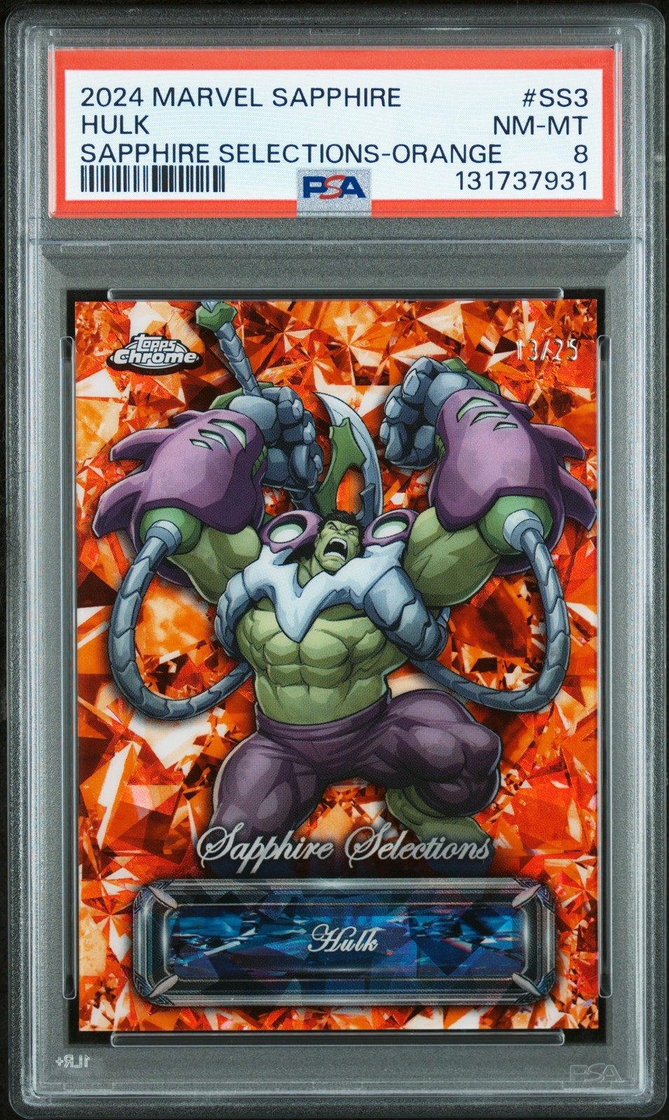 Hulk #SS-3 Marvel 2024 Topps Chrome Sapphire Selections trading card — raw and PSA graded price guide