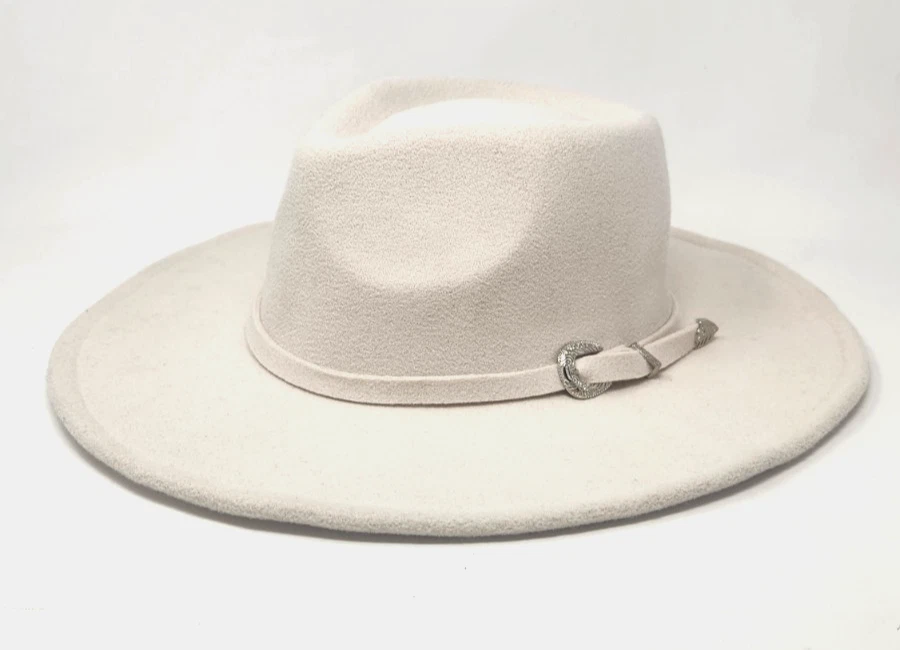 Satya Twena Amanda Hat - Moonstone - Wide Brim - Felt Fedora - Handmade NYC Satya Twena, New York, wide brim, brown hat w Ribbon Large  main image 2