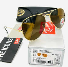 Ray-Ban RB3025 001/57 Aviator 58mm Arista Gold Brown Polarized Sunglasses NEW