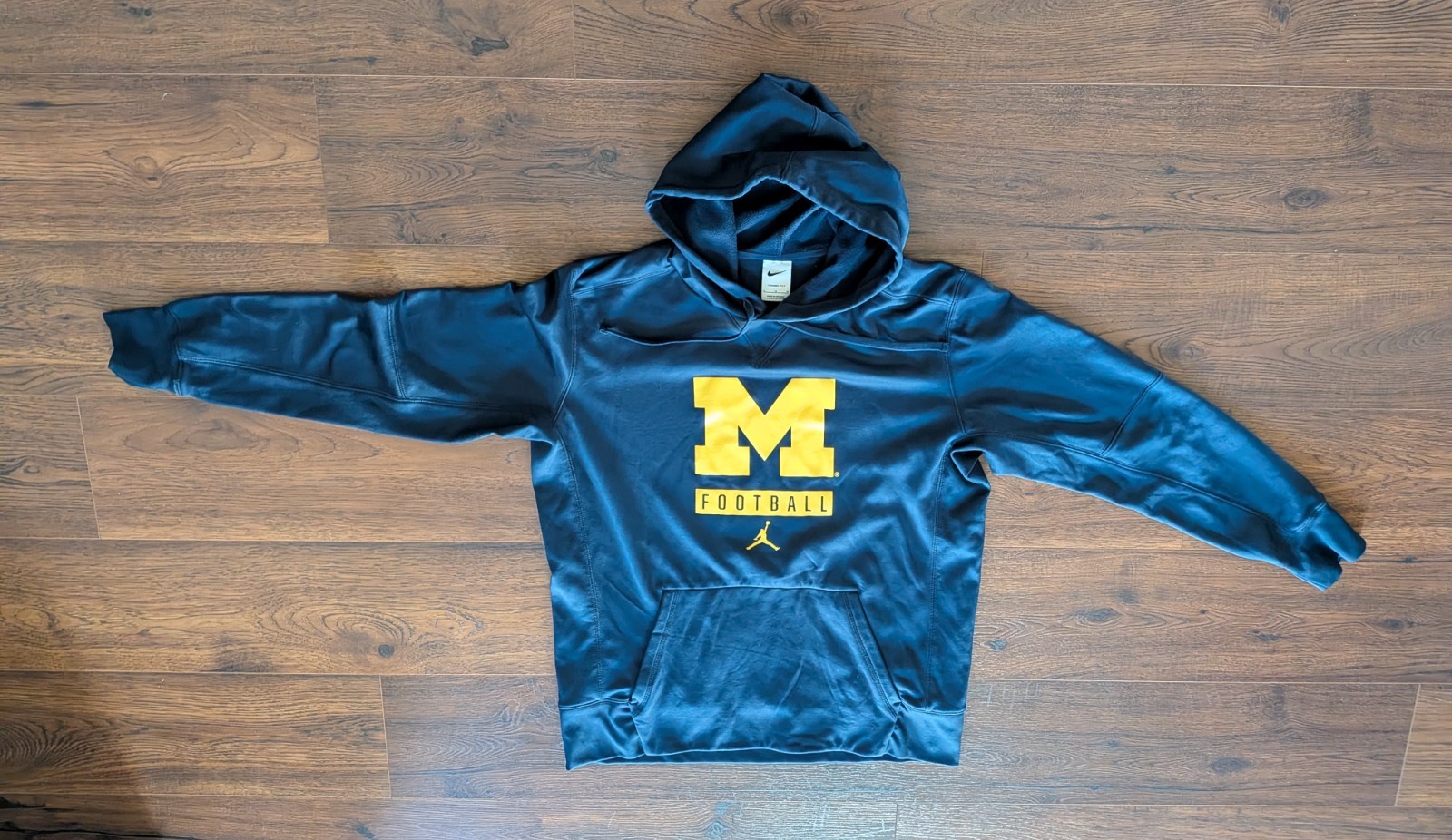 Nike Therma Fit Blue Football Hoodie Pullover Sweatshirt Kangaroo Pocket Mens L