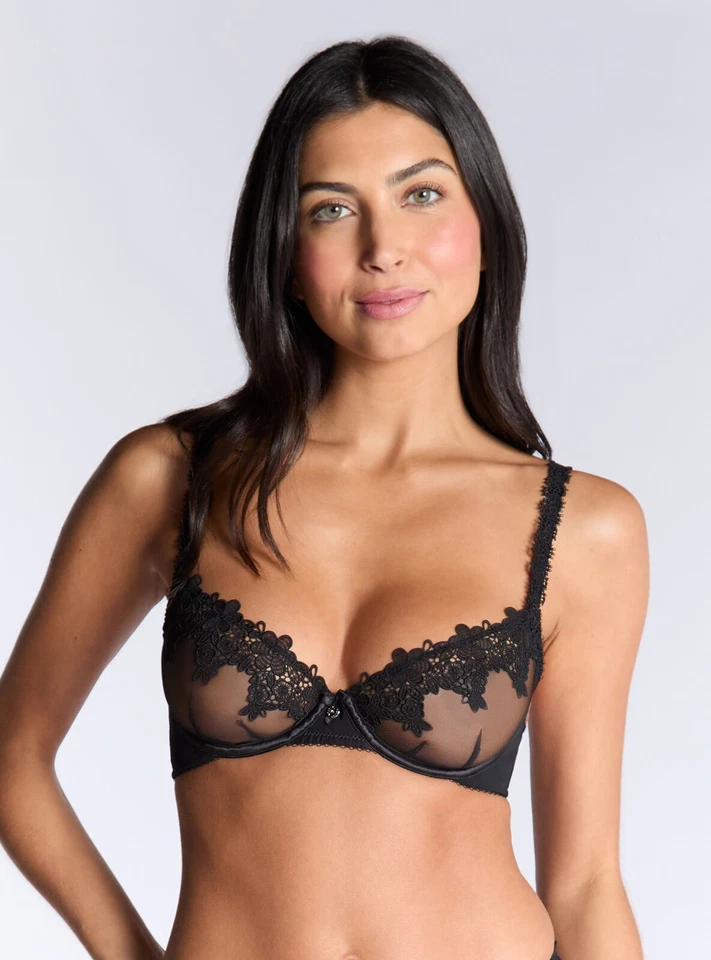 Boux Avenue Plunge Bra Women's Alyssa Sheer Embroidered Ladies Sexy Lingerie - Image 2 of 4